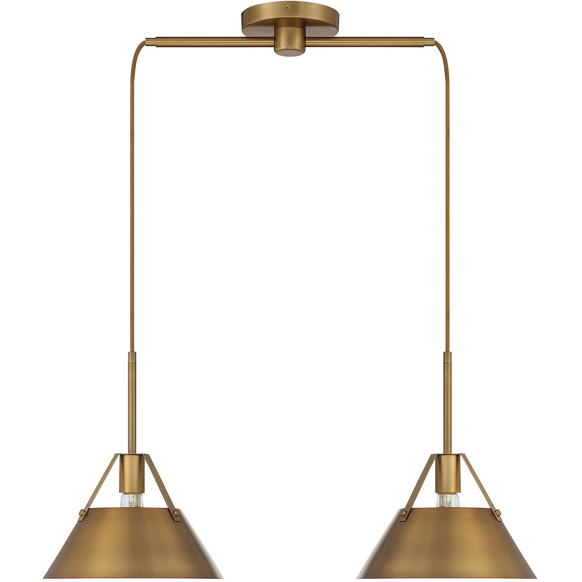 Meridian Lite Trends 2-Light Linear Chandelier in Natural Brass M100107NB