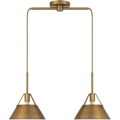 Meridian Lite Trends 2-Light Linear Chandelier in Natural Brass M100107NB