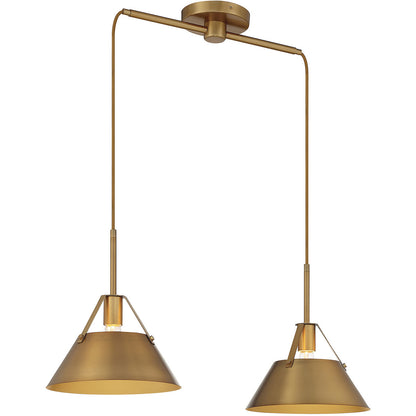 Meridian Lite Trends 2-Light Linear Chandelier in Natural Brass M100107NB