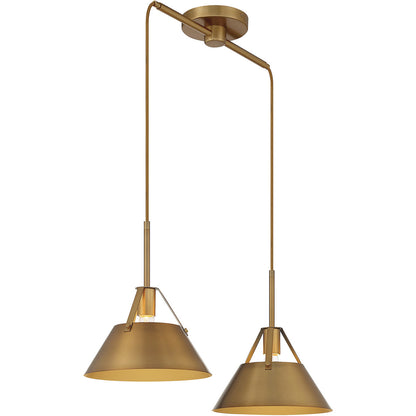 Meridian Lite Trends 2-Light Linear Chandelier in Natural Brass M100107NB