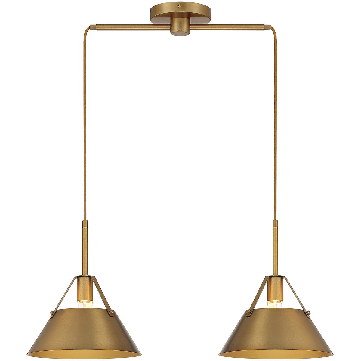 Meridian 2-Light Linear Chandelier in Natural Brass M100107NB