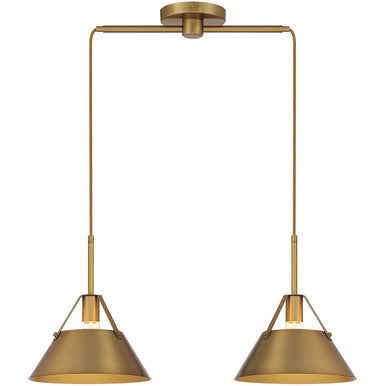 Meridian Lite Trends 2-Light Linear Chandelier in Natural Brass M100107NB