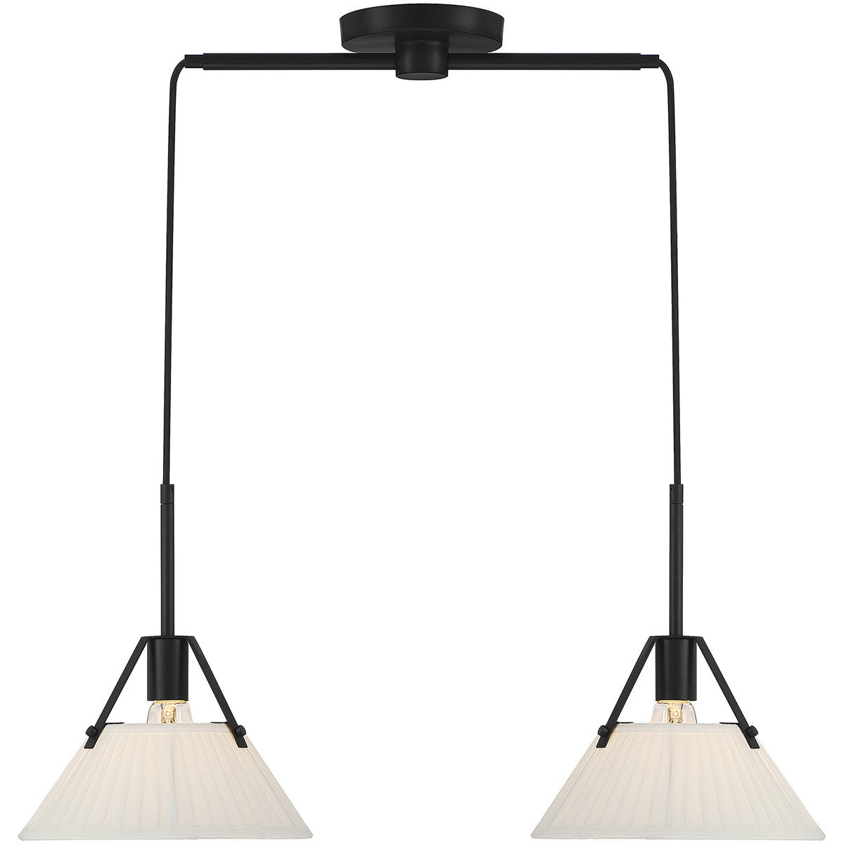 Meridian 2-Light Linear Chandelier in Matte Black M100108MBK