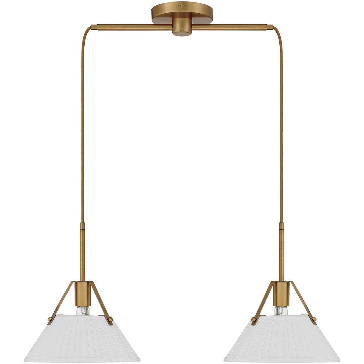 Meridian Lite Trends 2-Light Linear Chandelier in Natural Brass M100108NB