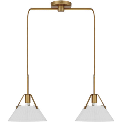 Meridian Lite Trends 2-Light Linear Chandelier in Natural Brass M100108NB