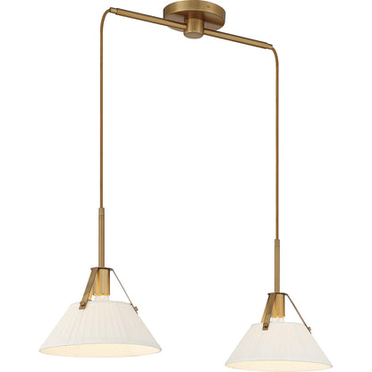 Meridian Lite Trends 2-Light Linear Chandelier in Natural Brass M100108NB