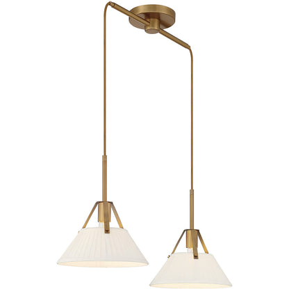 Meridian Lite Trends 2-Light Linear Chandelier in Natural Brass M100108NB