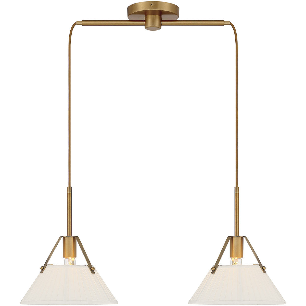 Meridian 2-Light Linear Chandelier in Natural Brass M100108NB