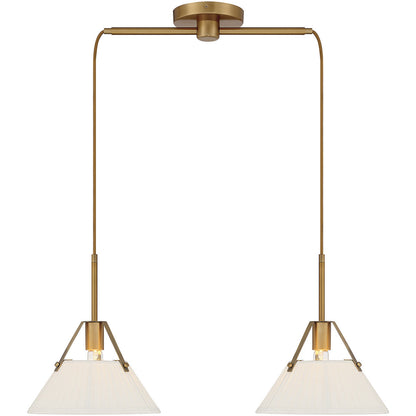 Meridian 2-Light Linear Chandelier in Natural Brass M100108NB