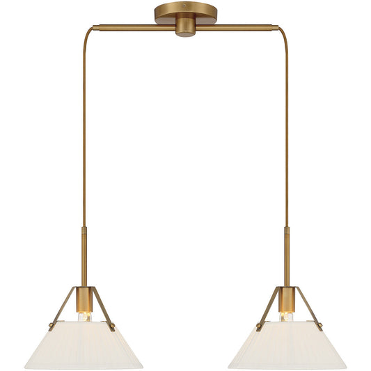 Meridian 2-Light Linear Chandelier in Natural Brass M100108NB