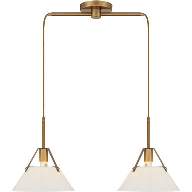 Meridian Lite Trends 2-Light Linear Chandelier in Natural Brass M100108NB