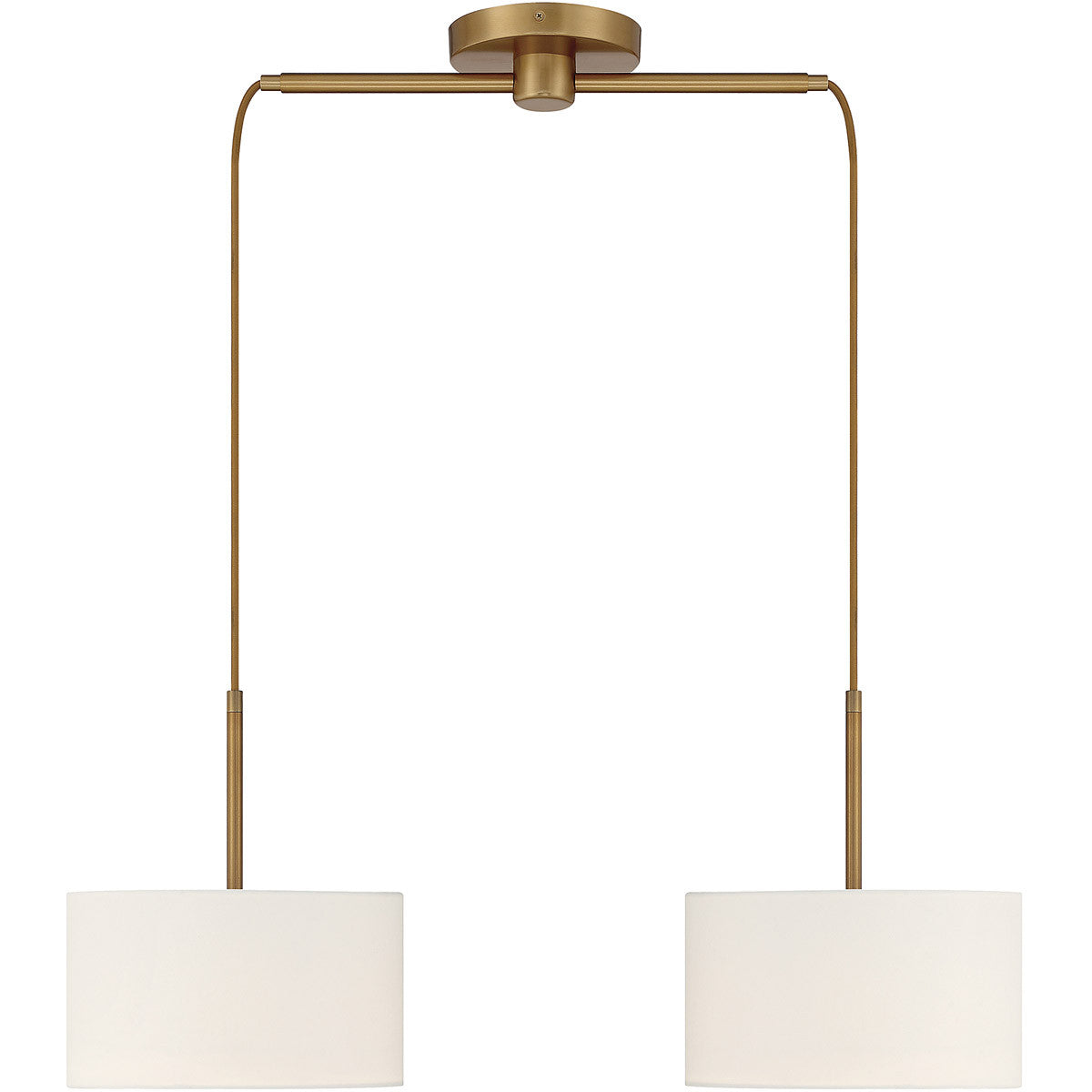 Meridian 2-Light Linear Chandelier in Natural Brass M100109NB