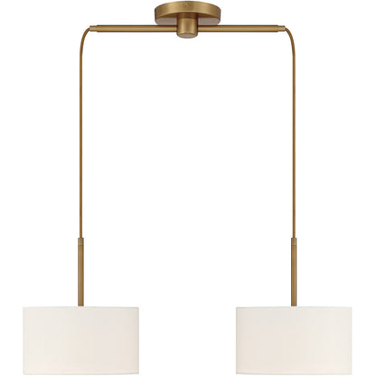 Meridian 2-Light Linear Chandelier in Natural Brass M100109NB