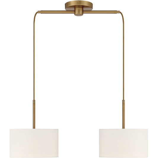 Meridian 2-Light Linear Chandelier in Natural Brass M100109NB