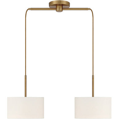 Meridian Lite Trends 2-Light Linear Chandelier in Natural Brass M100109NB