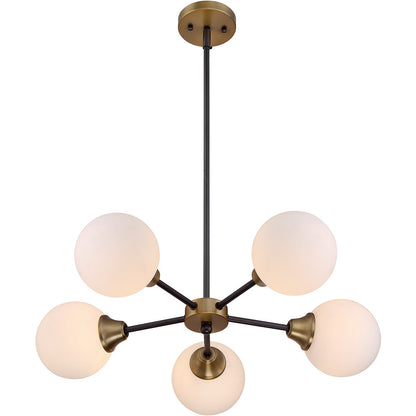 Meridian Lite Trends 5-Light Chandelier in Oil Rubbed Bronze with Natural Brass M10011-79