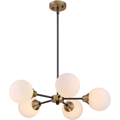 Meridian Lite Trends 5-Light Chandelier in Oil Rubbed Bronze with Natural Brass M10011-79