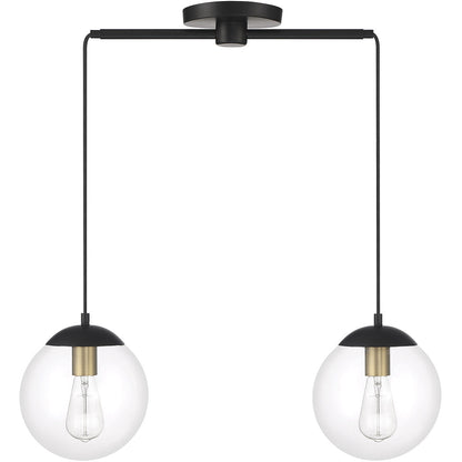 Meridian Lite Trends 2-Light Linear Chandelier in Matte Black with Natural Brass M100110MBKNB