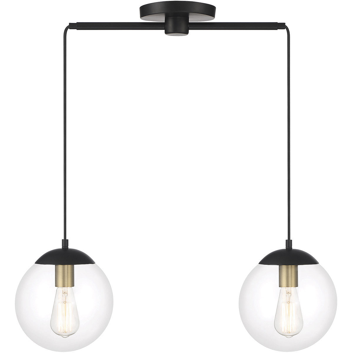 Meridian 2-Light Linear Chandelier in Matte Black with Natural Brass M100110MBKNB