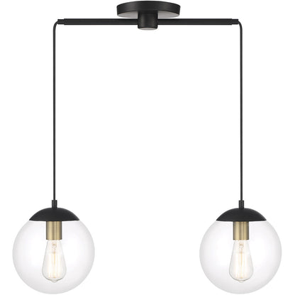 Meridian 2-Light Linear Chandelier in Matte Black with Natural Brass M100110MBKNB