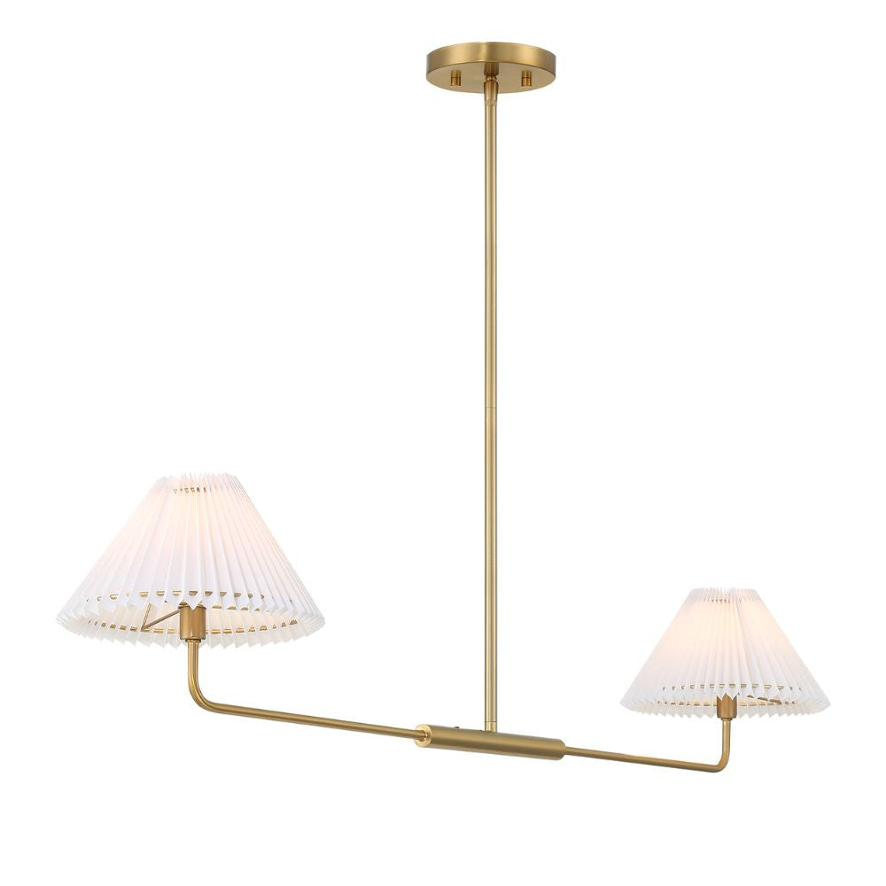 Meridian Lite Trends 2-Light Linear Chandelier in Natural Brass M100122NB