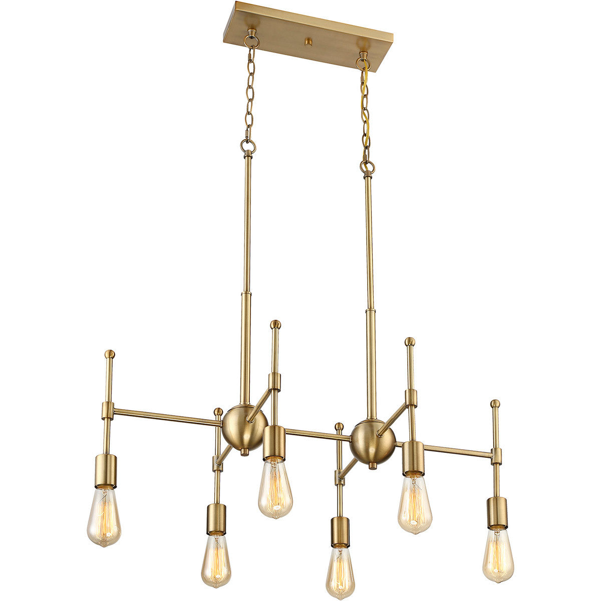 Meridian Lite Trends 6-Light Linear Chandelier in Natural Brass M10015-322