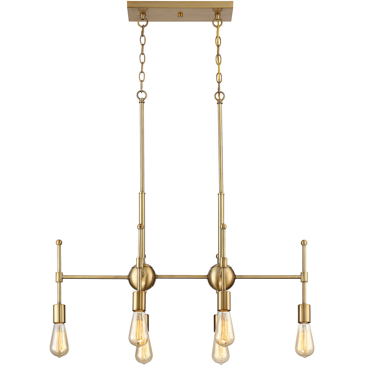 Meridian Lite Trends 6-Light Linear Chandelier in Natural Brass M10015-322