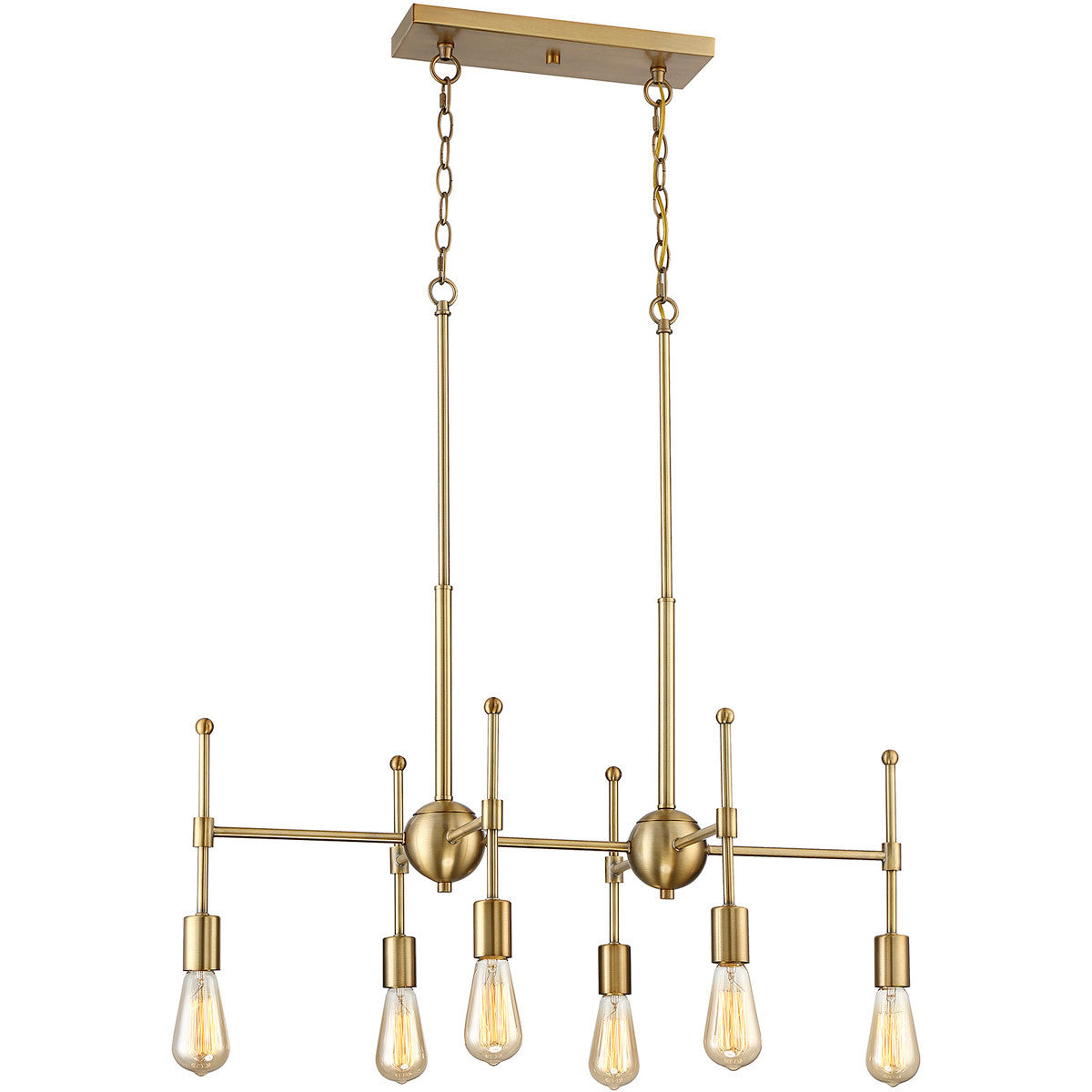 Meridian 6-Light Linear Chandelier in Natural Brass M10015-322