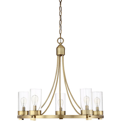 Meridian Lite Trends 5-Light Chandelier in Natural Brass M10018NB