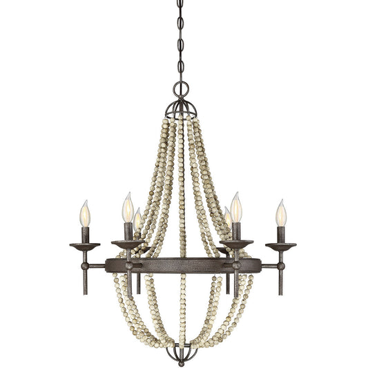 Meridian 6-Light Chandelier in Fossil Stone M10039FS