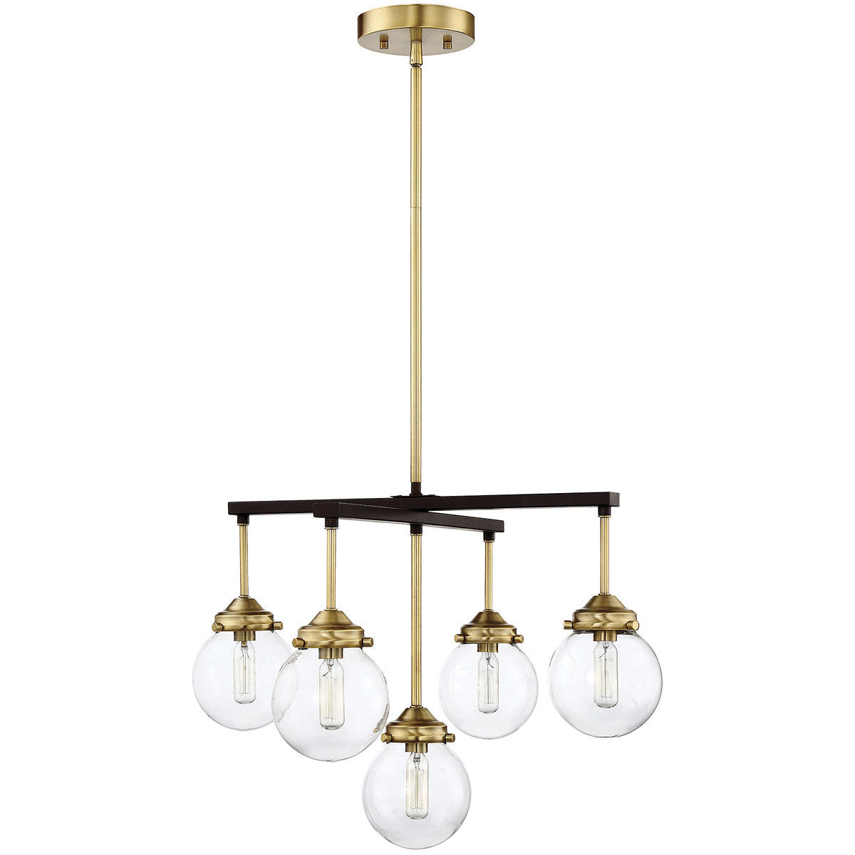 Meridian Lite Trends 5-Light Chandelier in Oil Rubbed Bronze with Natural Brass M10041ORBNB