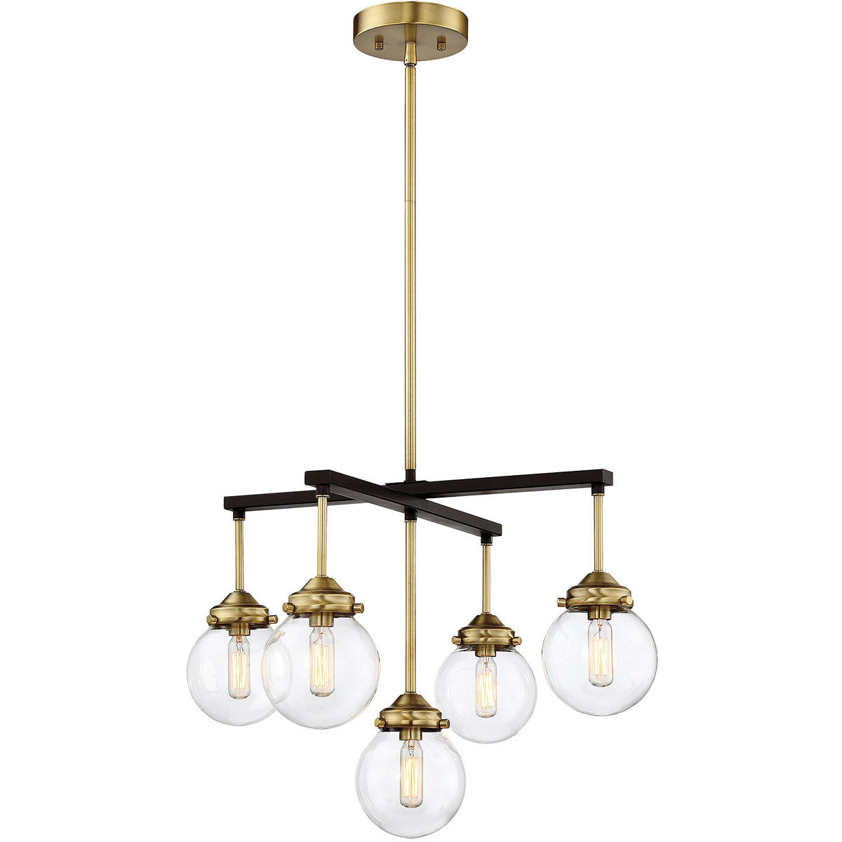 Meridian Lite Trends 5-Light Chandelier in Oil Rubbed Bronze with Natural Brass M10041ORBNB