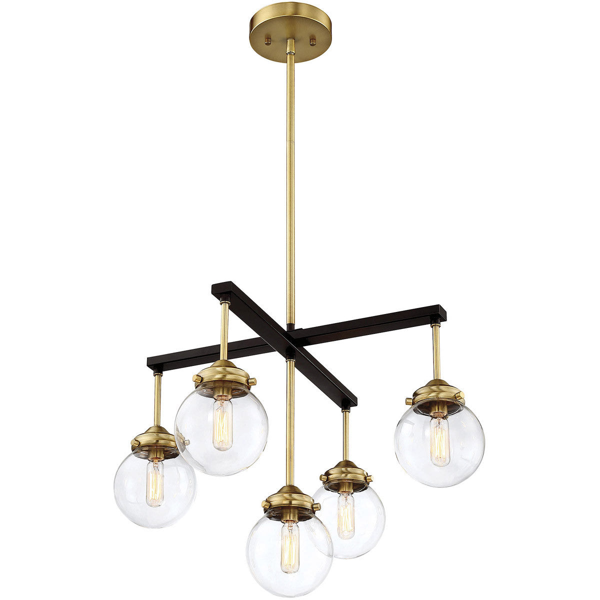 Meridian Lite Trends 5-Light Chandelier in Oil Rubbed Bronze with Natural Brass M10041ORBNB