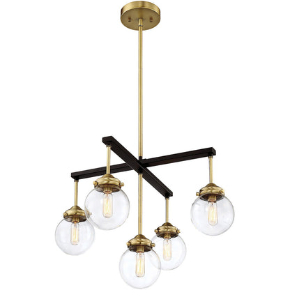 Meridian Lite Trends 5-Light Chandelier in Oil Rubbed Bronze with Natural Brass M10041ORBNB