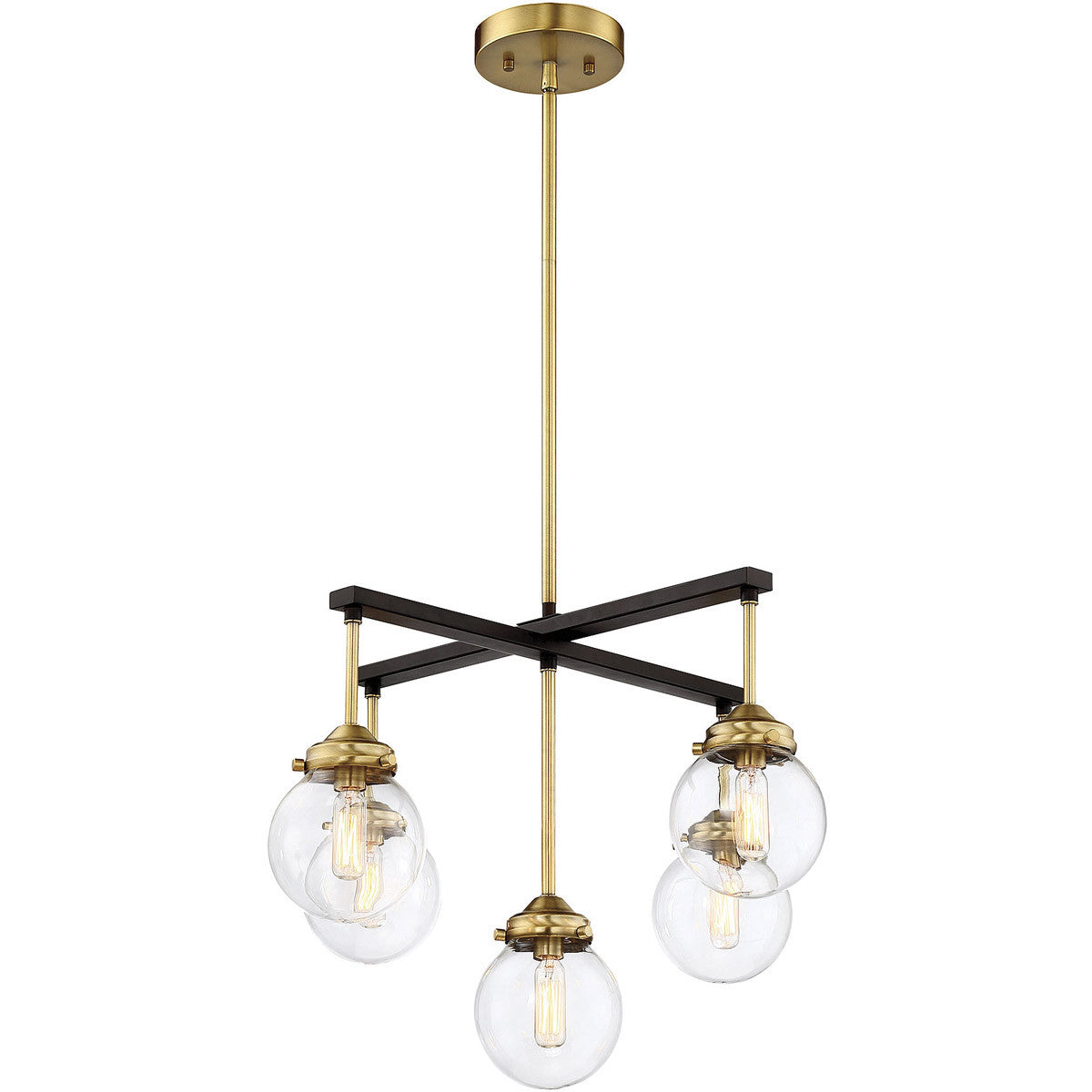 Meridian Lite Trends 5-Light Chandelier in Oil Rubbed Bronze with Natural Brass M10041ORBNB