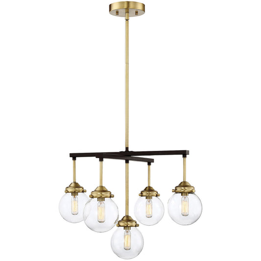 Meridian 5-Light Chandelier in Oil Rubbed Bronze with Natural Brass M10041ORBNB