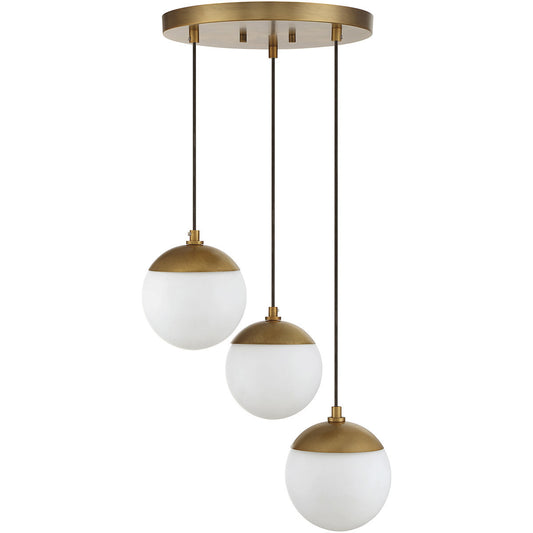 Meridian 3-Light Chandelier in Natural Brass M10055NB