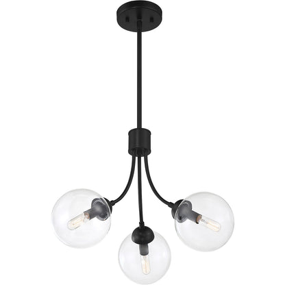 Meridian Lite Trends 3-Light Chandelier in Matte Black M10057MBK