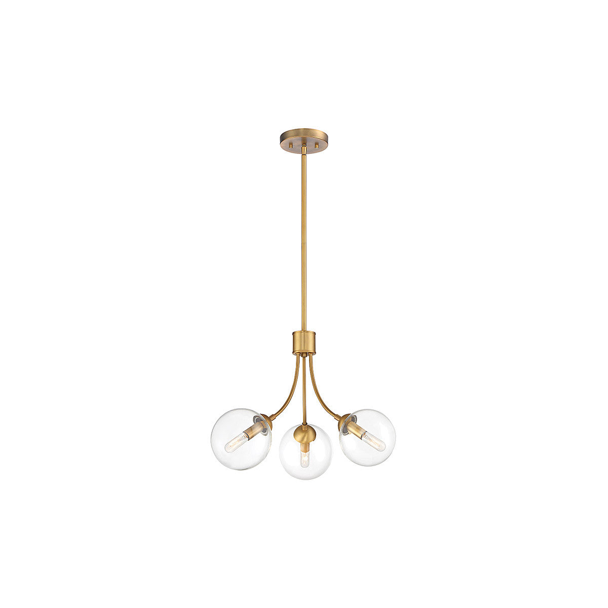 Meridian Lite Trends 3-Light Chandelier in Natural Brass M10057NB