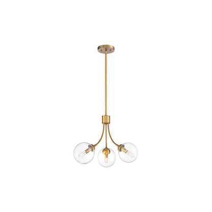 Meridian Lite Trends 3-Light Chandelier in Natural Brass M10057NB