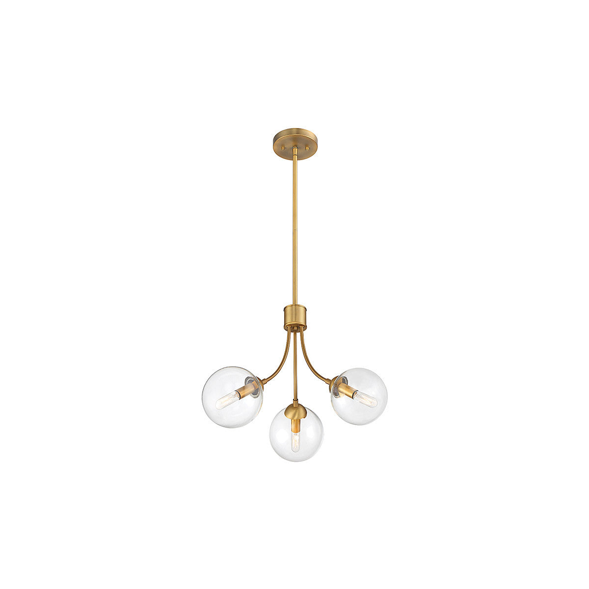 Meridian Lite Trends 3-Light Chandelier in Natural Brass M10057NB