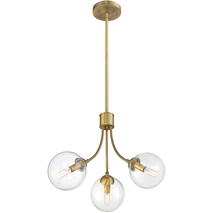 Meridian 3-Light Chandelier in Natural Brass M10057NB