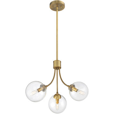 Meridian Lite Trends 3-Light Chandelier in Natural Brass M10057NB