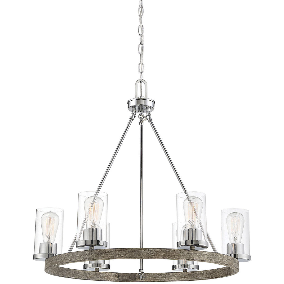 Meridian Lite Trends 6-Light Chandelier in Greywood Chrome M10070GWCH