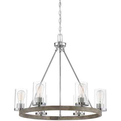 Meridian Lite Trends 6-Light Chandelier in Greywood Chrome M10070GWCH