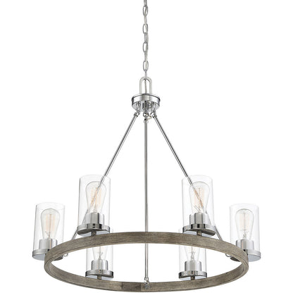 Meridian Lite Trends 6-Light Chandelier in Greywood Chrome M10070GWCH