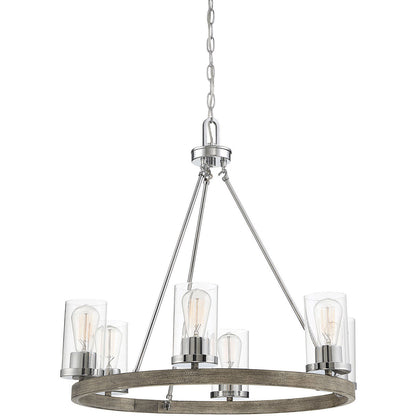 Meridian Lite Trends 6-Light Chandelier in Greywood Chrome M10070GWCH