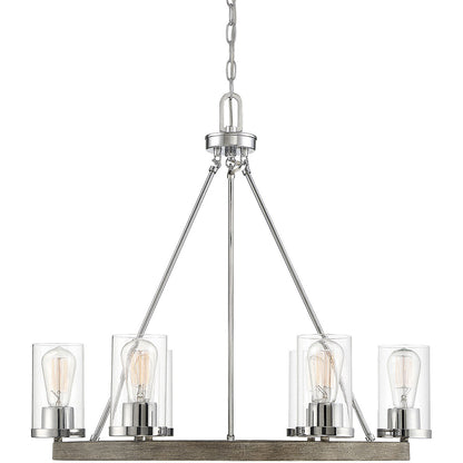 Meridian 6-Light Chandelier in Greywood Chrome M10070GWCH