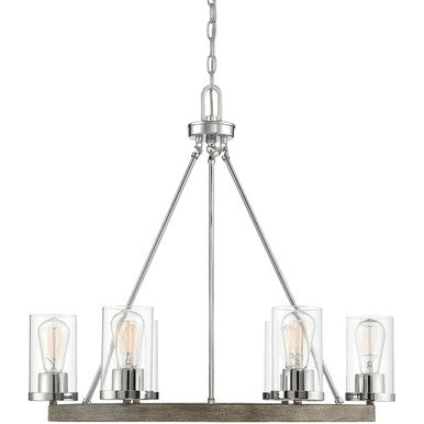 Meridian Lite Trends 6-Light Chandelier in Greywood Chrome M10070GWCH