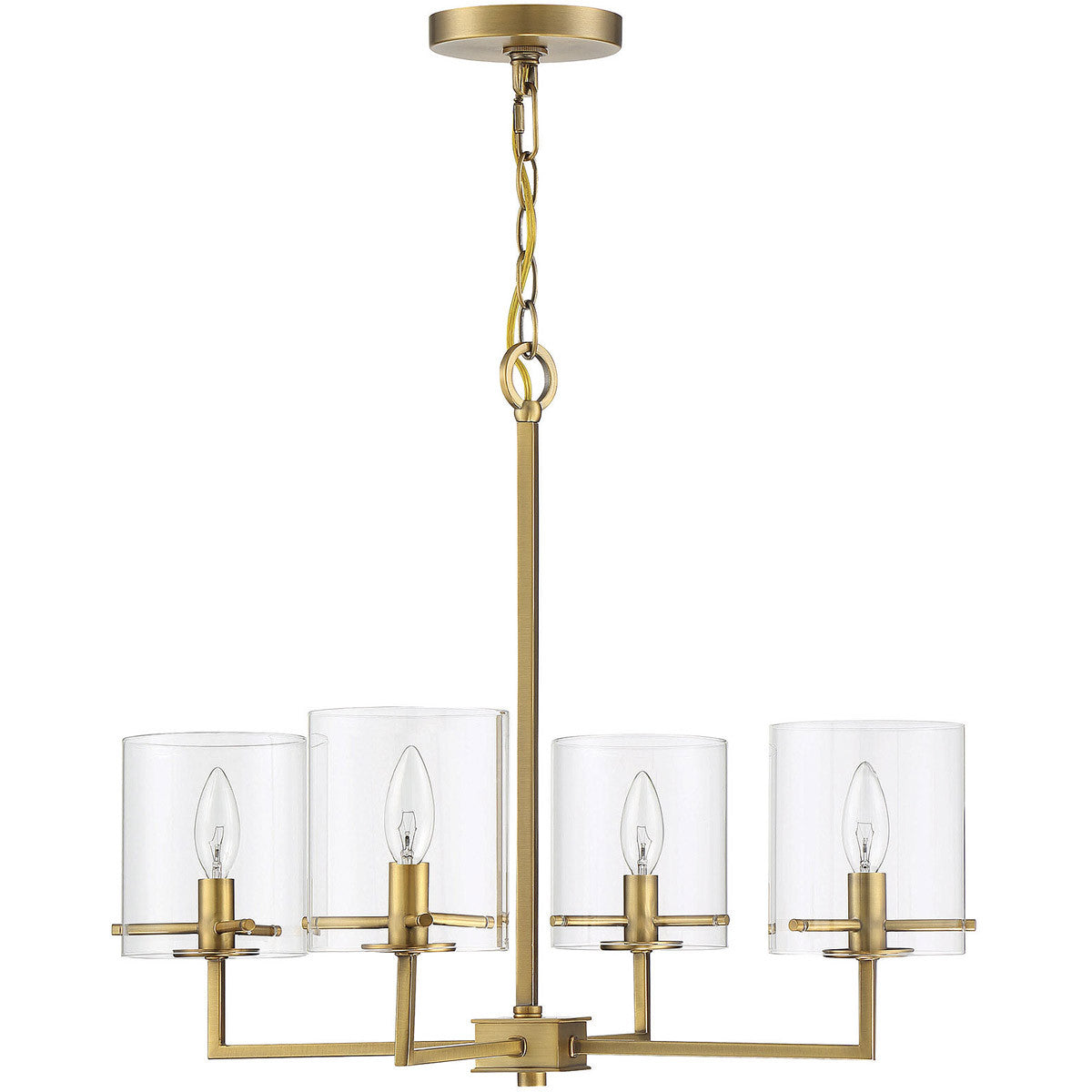 Meridian Lite Trends 4-Light Chandelier in Natural Brass M10076NB